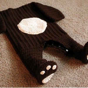 Long Sleeve Teddy Bear Romper by Crochele